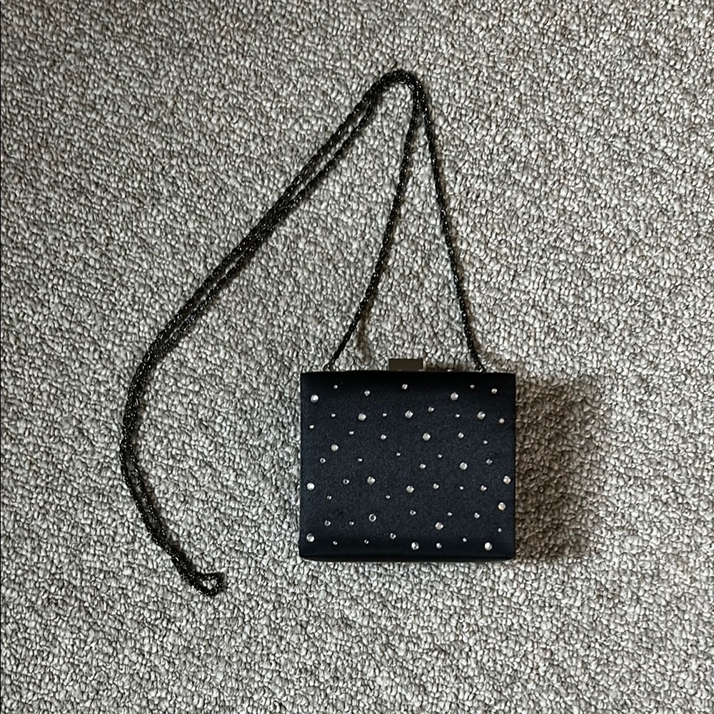 Elegant Black Evening Bag with Rhinestone Accents